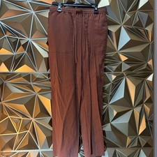 Zara Rust Brown Elastic Waist Drawstring Utility Pants XS picture