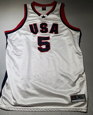 Vintage Nike Team USA Basketball Jersey #5 White Red Blue Mens Size XL.          picture