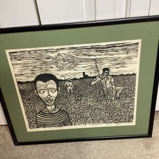 RARE 1969 David Oravez  Woodcut – 