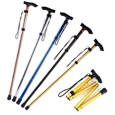 Adjustable Easy Folding Aluminum Metal Walking Sticks Collapsible Travel Cane US picture