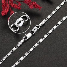 Real Solid 925 Sterling Silver Figaro Chain Necklace Men Women 16-22 Inch picture