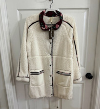Matilda Jane Faux Fur Bop Around Ivory Floral Collar Lined Pockets Snap L picture