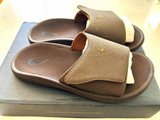 OluKai Nalu Slide Men's Leather Slip-On Sandals Brown US 11 EU 44 UK 10.5 picture