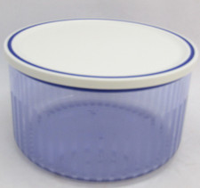 NOS. TUPPERWARE 1L. Deluxe Canister #3101 #3099 Blue & White Stripe VTG  picture