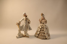 Vintage Florence Ceramics Marie Antoinette & Louis XVI Porcelain Figurine Pair – picture