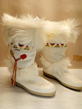 TECNICA Women's White Goat Fur Winter Boots Size 42 / Us 9 Made In Italy EUC picture