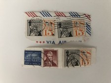 USA Airmail Stamps on Piece – 1950s Postal History - Liberty 15c Multiple Cancel picture