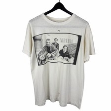 Vintage 1996 Nirvana Kurt Cobain Distressed Band Punk Graphic Shirt Size L picture