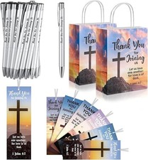 72 Pcs/24 Sets Welcome to Our Church Gifts 24 Religious Paper Brochure Bag 24... picture