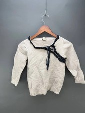 J. Crew Womens Beige Knit Ruffle 100% Merino Wool Cardigan Size L picture
