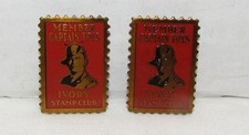 2 Vintage Captain Tim's Ivory Stamp Club Member Lapel Pins  picture