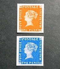 Mauritius Stamps SC/SG# 1 & 2 1847 1d & 2d Post Office Issue Replica Set picture