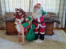 Annalee Dolls Christmas Santa And Reindeer LARGE 34