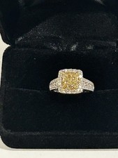 Total 2.61ct GIA Certified 1.50ct Fancy Brownish Yellow Cushion Cut Diamond Ring picture