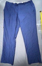 T.M. Lewin Dress Pants Mens 37R Blue Wool Mohair Trafalgar Slim Fit Flat Front picture