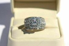 3 Ct Princess Moissanite Bridal Engagement Band Ring In 14k White Gold picture