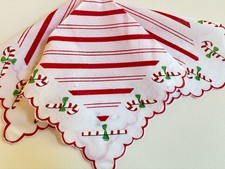 Darling New Christmas Hankie Handkerchief - Candy Canes & Festive Red Stripes picture