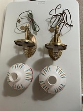 1960's Budweiser Lighted Globe Wall Sconces Pair (2) Red White & Blue Both Work picture