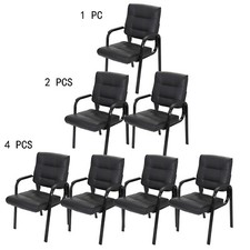 1/2/4 PCS Leather Guest Chair Reception Chairs Waiting Room Office Desk Black picture