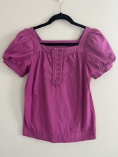 dELiA*s Vintage 90’s/Y2K Puff Sleeve Square Neck Blouse in Bright Magenta Size S picture