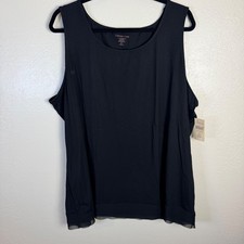 New Coldwater Creek Womens 3X Black Chiffon Layer Tank Top Minimalist Capsule picture