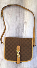AUTHENTIC Gucci GG Pattern Brown Shoulder Bag Buckle Closure Adjustable Strap picture