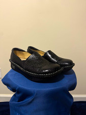 Vintage Alegria Debra DEB-531 Women's Black Leather Floral Slip-On Flats EU 37 picture