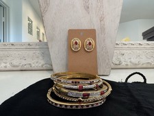 Vintage Carolee Gold Tone  5 Bracelets & Earrings Set WOW picture