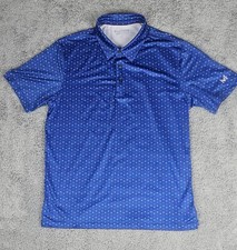 Maelreg Men’s Golf Polo Shirt L Blue Patriotic Star Print Stretch Performance picture