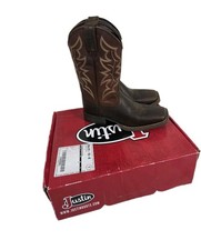 JUSTIN CHET WESTERN Cowboy Boots Mens 9 Stampede Pebble Brown Square Toe 7222 picture