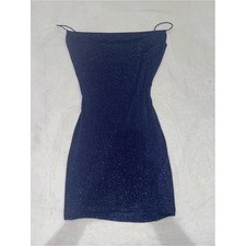 Windsor Navy Blue Sparkle Glitter Strapless Mini Dress Size M picture