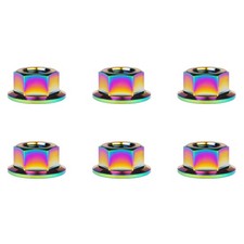 Wanyifa 6Pcs Titanium Ti M6 P1.0mm Flange Nuts Suitable for Motorcycles Rainbow picture