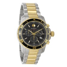 Movado Series 800 Men's 2-Tone Black Dial Swiss Quartz Chronograph Watch 2600146 picture