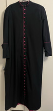 Chaplain to His Holiness Monsignor Cassock Black Fuchsia Trim Roman Priest picture
