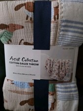 Berkshire  Artist Collection Cotton Gauze Throw With Plush Reverse Daschund Dog picture