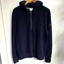 Bogner Men’s Navy Terry Half-Zip Hooded Hoodie Logo Accent Size S picture
