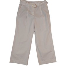 LOFT The Peyton Trouser Women 12 Petite White Belted Wide Leg High Rise New picture