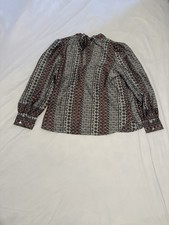 Women’s Loft V-Neck Front Tied Long Sleeve Blouse NWT Size L picture