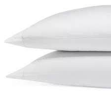 $220 FRETTE SINGLE AJOUR HEMSTITCHED COTTON SATEEN KING PILLOWCASES WHITE ITALY picture