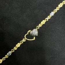 10k Two-Tone Gold Diamond Cut Twin Hearts Bracelet picture