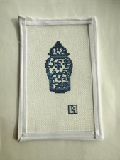 Hand Painted, Needlepoint Canvas, 18 Mesh, Ginger Jar 1.5 x 3 Blue and White picture