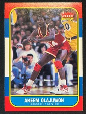 1986-87 Fleer Akeem Olajuwon #82 Rookie RC Houston Rockets HOF picture