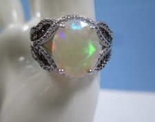 Vintage Sterling Silver White Ethiopian Opal Rhodium picture