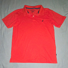 Nautica Men's Orange Solid Polo Short Sleeve Logo Button Collared, L picture