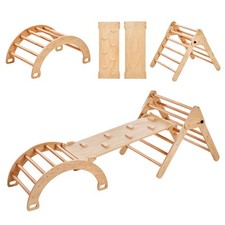 Pikler Triangle Set 5in1 Montessori Climbing Toys for Toddlers Large Wood picture