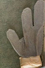 Vintage Whiting & Davis Chain Mail Butchers Glove Mens Left 3-finger L picture