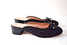 Taryn Rose Dark Blue/ Black Sequins Leather Sandal Mules Size  7 US On Sale sf picture