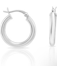 925 Sterling Silver Thick 18MM Hoop Earrings Men Women Children 4MM Wide picture