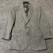 Jos A Bank Reserve Blazer 42S Gray Herringbone Italian Wool Cashmere Sport Coat picture