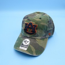 '47 Cap Mens OSFA Clean Up Auburn Tigers Camo Orange Navy Logo Polyester Hat picture